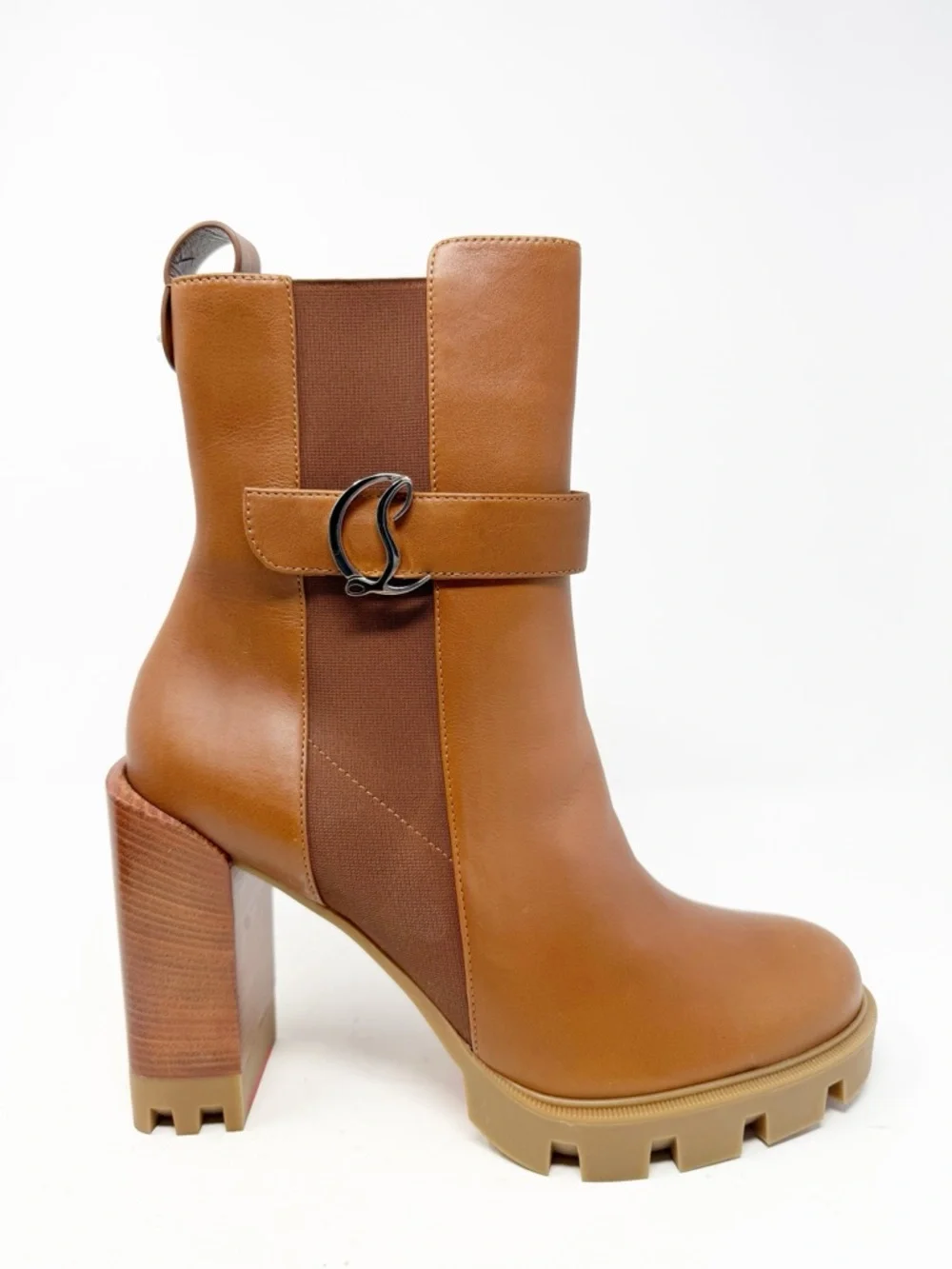 Christian Louboutin CL Chelsea Lug Ankle Boots Block Heel Womens Size EU 41